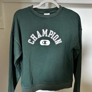 Champion Women's Forest Green Crew Neck Sweater | XS